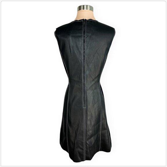 BCBGMaxAzria BCBG Jolee Lace-Up Faux Leather Ponte Knit Flared Dress New NWT L - Picture 6 of 7